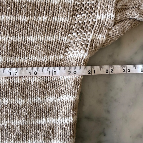 Alex Mill Harbor Striped Cotton Sweater | Men’s L/XL | Beige Ivory Winter Knit - Picture 6 of 8